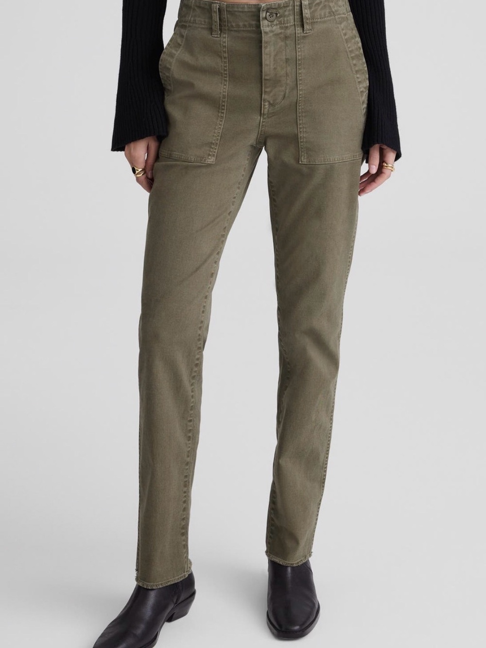 Madewell Olive Utility Straight-Leg Jeans